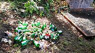 Leere Weinflaschen stapeln sich neben einem Grab auf dem Neuen Friedhof in Forchheim. Statt Frieden, Ruhe, Trauer gibt es immer wieder Ärger auf städtischen Friedhöfen - wegen illegalen Müllablagerungen.