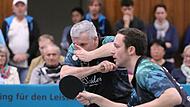 Yevgeniy Christ (links) und Georg-Clemens Foerster sorgten für viele atemberaubende Ballwechsel in der Wohlbacher Halle. Die beiden Publikumslieblinge sorgten viele Jahre für Spitzensport beim TTC.