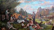 1931 ließ sich Fritz Hornschuch mit seiner Frau Minnalotte und Freunden von Michel Weiß bei einem Picknick im Wiesenttal in der Fränkischen Schweiz malen. Das Ehepaar befindet sich rechts am Tisch. 1931 ließ sich Fritz Hornschuch mit seiner Frau Minnalotte und Freunden von Michel Weiß bei einem Picknick im Wiesenttal in der Fränkischen Schweiz malen. Das Ehepaar befindet sich rechts am Tisch.