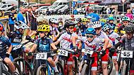 Start zum U11-Rennen 1 beim Cube-Cup am Ölschnitzsee bei Steinbach am Wald.