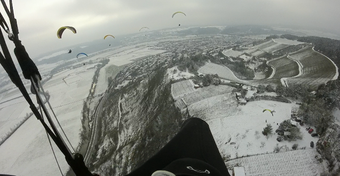 Gleitschirmfliegen im Winter in Hammelburg
