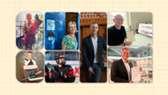 Zeigt her eure Zeugnisse: Gunhild Seitz (von links), Alexander Steinbeis, Karl Kovacs, Mario G&ouml;tz (links unten, als Kind), Nina Christof, Landrat Mario G&ouml;tz (heute)