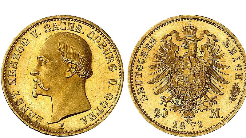 20-Mark-St&uuml;ck Herzog Ernst II. von Sachsen-Coburg und Gotha aus dem Jahr 1872