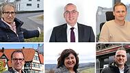 Äußern sich zu einem bundesweiten Böllerverbot (von links oben nach rechts unten): Judith Dekant, Andreas Sandwall, Nico Rogge, René Gerner, Katja Habersack und Mario Götz.