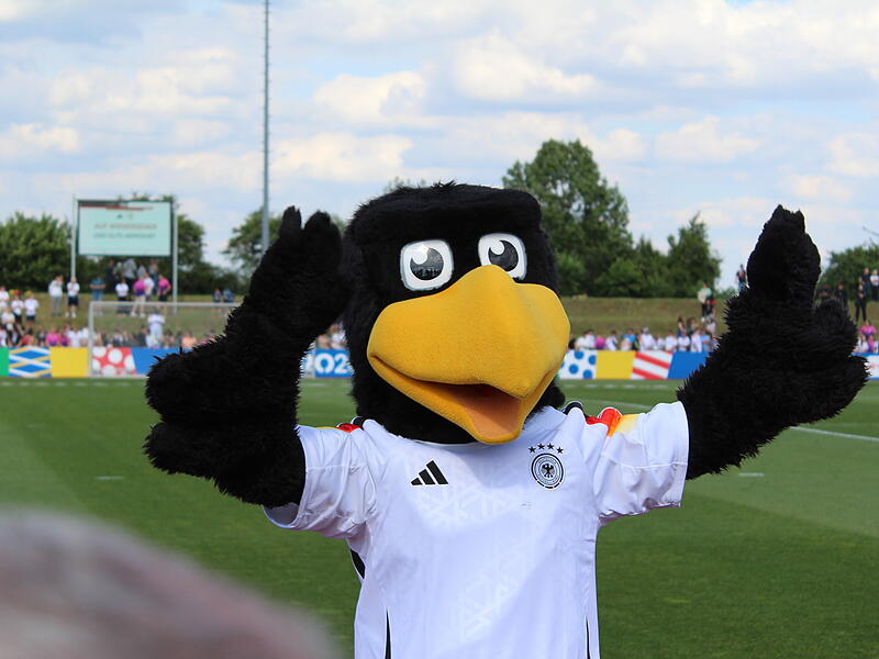 Maskottchen Paule darf bei keiner DFB-Veranstaltung fehlen.