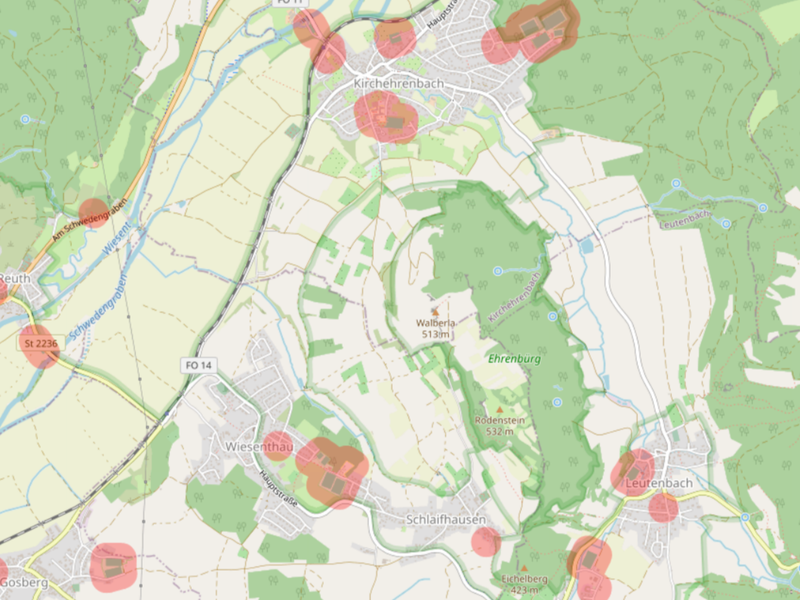 Screenshot Bubatzkarte/OpenStreetMap WalberlaForchheim & Fr&auml;nkische Schweiz