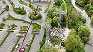 Bayernwerk Netz GmbH BaustelleForchheim & Fränkische Schweiz Spektakuläre Bilder von oben: Wie hier am Globus in Forchheim baut die Bayernwerk Netz GmbH regelmäßig ihre Leitungen.