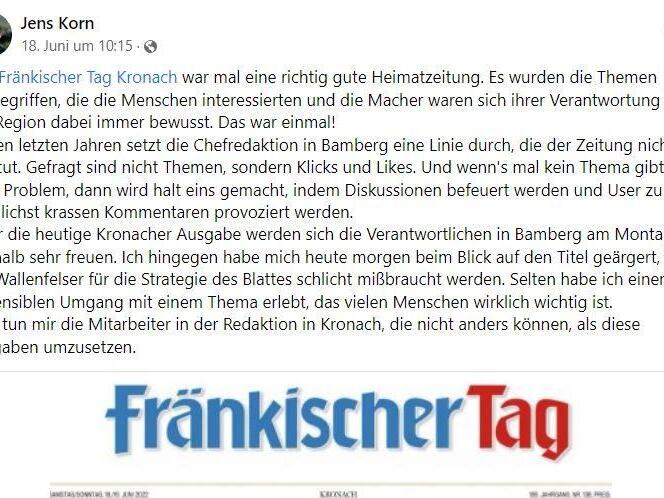 Bürgermeister kontra FT: Jens Korn (CSU) behauptet, es liefe eine Kampagne gegen Wallenfels.