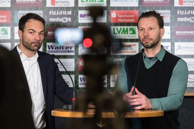 Beides Ex-Alligators, beide mit Trainerstationen in der DEL2: Aber nicht Mikhail Nemirovsky (re.) ist Coach des Jahres in Deutschlands zweith&ouml;chster Liga geworden, sondern Sebastian Buchwieser von den Blue Devils Weiden (li.).