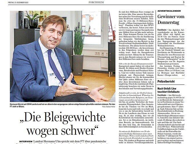 Eine Auswahl von Zeitungsartikeln des Fr&auml;nkischen Tags w&auml;hrend Hermann Ulms Amtszeit von 2014 bis heute.