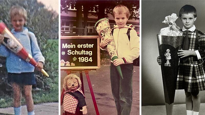 Erinnern sich an ihren ersten Schultag (von links): Bad Br&uuml;ckenaus Kurdirektorin Andrea Schallenkammer, Bad Kissingens Oberb&uuml;rgermeister Dirk Vogel und die M&uuml;nnerst&auml;dter K&uuml;nstlerin Mia Hochrein.