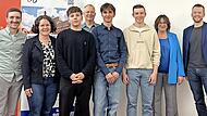 Die Platzierten des Ehrenb&uuml;rg-Gymnasiums (v.l.): Markus Feihl (Verbindungslehrer), Katrin W&ouml;lfel (Lehrkraft), Hannes Bayer (3. Platz), Siegfried Schmiedel (Lehrkraft), Julius Andersen (2. Platz), Maximilian Halach (1. Platz und Kreissieg), Susanne...