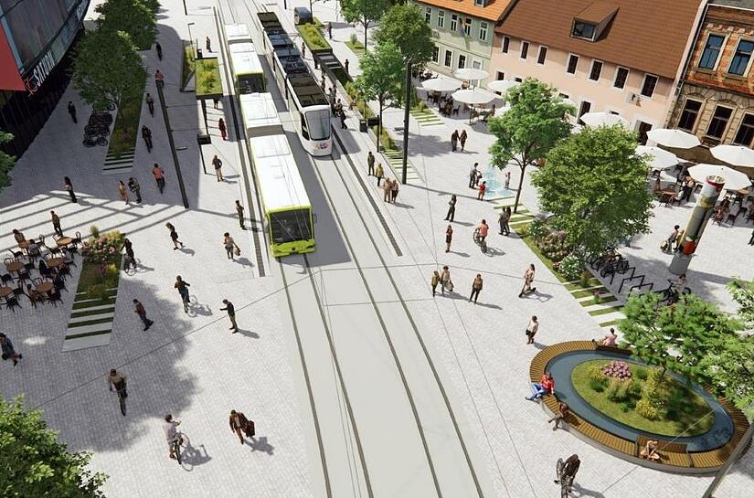 Auch an den Arcaden in Erlangen k&ouml;nnte die Bahn halten.