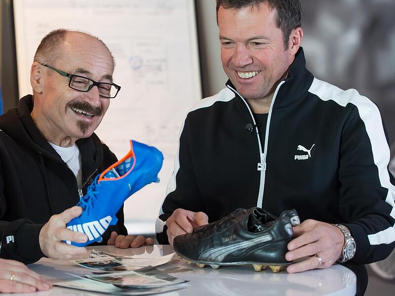 Helmut Fischer und Lothar Matth&auml;us bei einer gemeinsamen Werbeveranstaltung.