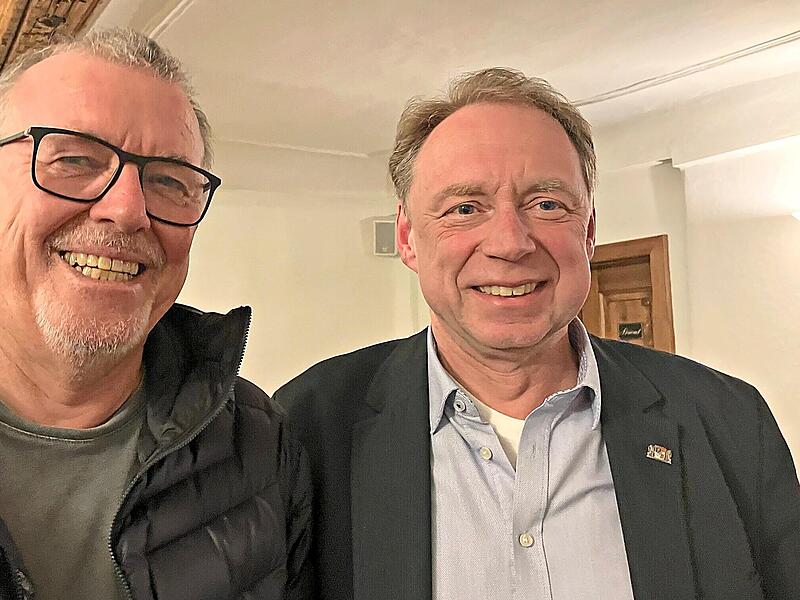 Da hatten sie noch gut lachen: Gerhard Seitz (li.) im M&auml;rz 2023, kurz vor seiner erstmaligen Wahl zum CSU-Kreisvorsitzenden Bamberg-Stadt, und sein sp&auml;terer Stellvertreter Stefan Dotterweich.CSU Kreisverband Bamberg-Stadt