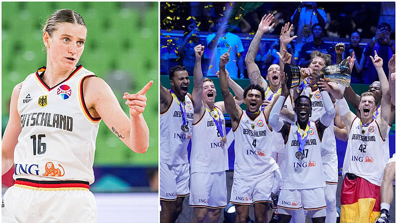 DBB-Nationalspielerin Alina Hartmann (links) sch&auml;tzt im Fr&auml;nkischen Tag die Chancen der deutschen M&auml;nner-Nationalmannschaft bei der Eurobasket ein.