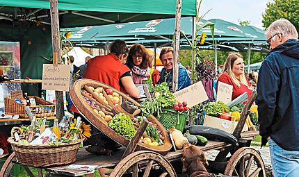 Leckeres und Gesundes gibt es w&auml;hrend des Hoffests in Hemhofen bei der &bdquo;abokiste&ldquo; zu kaufen.