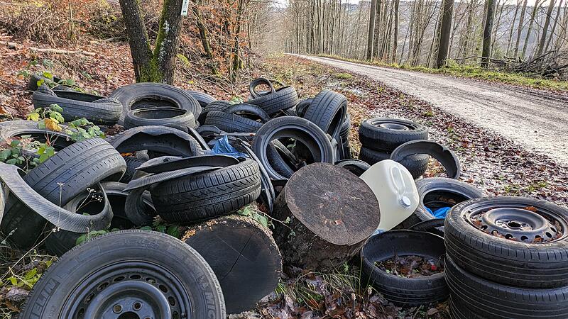 Ein Haufen alter Reifen im R&ouml;mershager Forst-Nord sorgt f&uuml;r Aufregung. Wer hat sie da abgelegt?