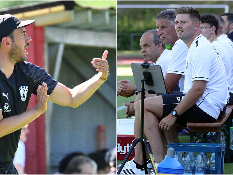 Andreas Baumer (links) kommt mit dem TSV Neudrossenfeld in bekannte Gefilde. Der fr&uuml;here Bamberger will im Pokal den FCE und Patrick Sulewski, den er einst selbst trainierte, &auml;rgern.