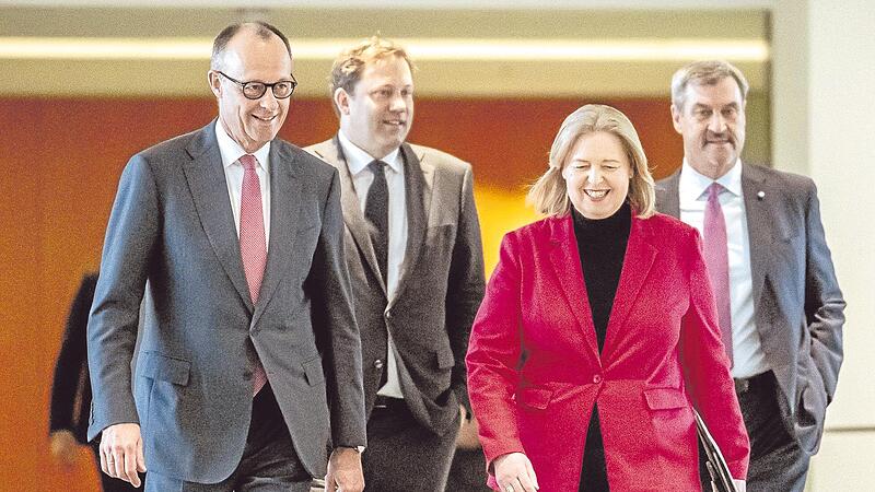 Parteichefs: Friedrich Merz, Lars Klingbeil, B&auml;rbel Bas und Markus S&ouml;der. Die Reformagenda der Bundesregierung nimmt Form an.