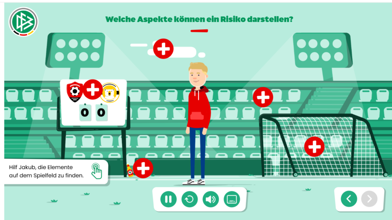 Mit Jakub geht jeder Teilnehmer durch die Inhalte der DFB-Onlineschulung zur "Sicherheit im Amateurfußball".