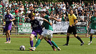 FC Eintracht Bamberg empfängt FC Schweinfurt im Verbandspokal Sowohl in der Regionalliga als auch im Pokal schlug Luca Auer (links) den FC Schweinfurt und Kevin Fery in der Vorsaison. Am Dienstag sind die Vorzeichen in Bamberg aber andere.