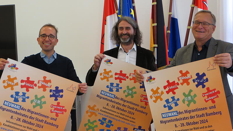 Wahlaufruf: (v.l.n.r.) Samer Rahhal, Amt f&uuml;r Inklusion, Marco Depierti, Vorsitzender des Beirats, und Oberb&uuml;rgermeister Andreas Starke