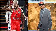 Zaccharie Risacher (rechts) wechselt von Bourg-en-Bresse in die NBA, Adrian Nelson beerbt den Power Forward in der franz&ouml;sischen Kleinstadt.