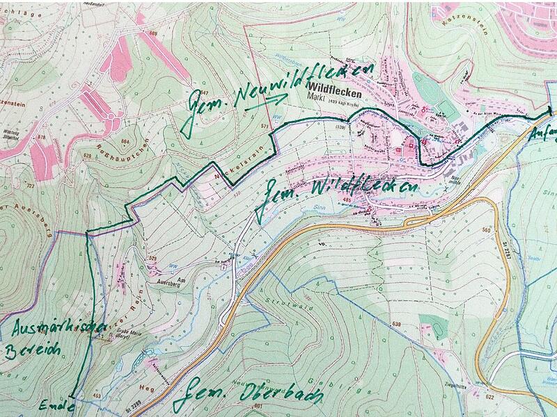 Grenzverlauf zwischen Gemarkung Neuwildflecken und Wildflecken Grenzverlauf zwischen Gemarkung Neuwildflecken und Wildflecken