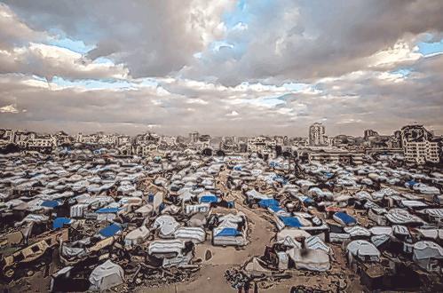 Ein Meer von Zelten, in denen Vertriebene &ndash; K&auml;lte und Feuchtigkeit ausgeliefert &ndash; kampieren.