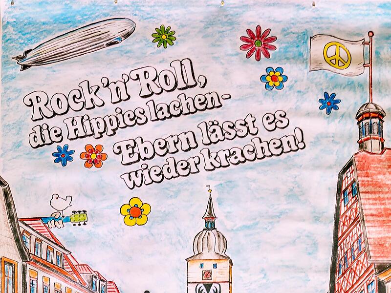 Busfahrer und Rock’n’Roller in einem Bulli, VW Typ 2 T2, der jahrzehntelang in Ebern in Gebrauch war. Und Anspielungen auf mindestens vier legendäre Bands… Am Steuer Thomas Limpert.