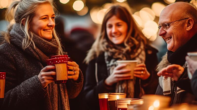Das ist das besonders Sch&ouml;ne beim Weihnachtsmarkt-Besuch: MIt Freunden treffen und gemeinsam bei einem Gl&uuml;hwein aufw&auml;rmen.Forchheim & Fr&auml;nkische Schweiz