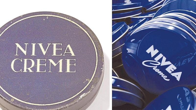 Das blau-weiße Design der Nivea-Dose aus dem Jahr 1925 (links alt, rechts neu) verhalf der Creme zum Durchbruch. &#160;&#160;