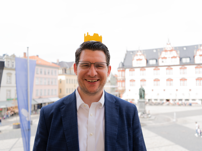 Coburg grüßt Charles - hier: OB Dominik Sauerteig