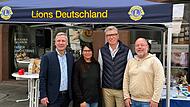 Steffen Berger (von rechts, Lions Club), Stefanie L&ouml;sch (Schulleiterin Saaletal-Schule Bad Kissingen), Horst Drieschner (Pr&auml;sident Golfclubs Bad Kissingen) und Markus Arneth (Schulleiter Jack-Steinberger-Gymnasiums) haben &uuml;ber Inklusion gesprochen.