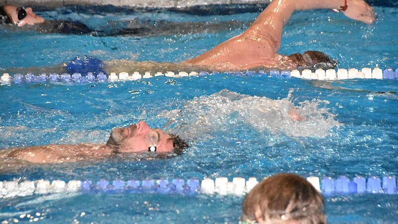 Die Schwimmer zogen flei&szlig;ig ihre Bahnen.