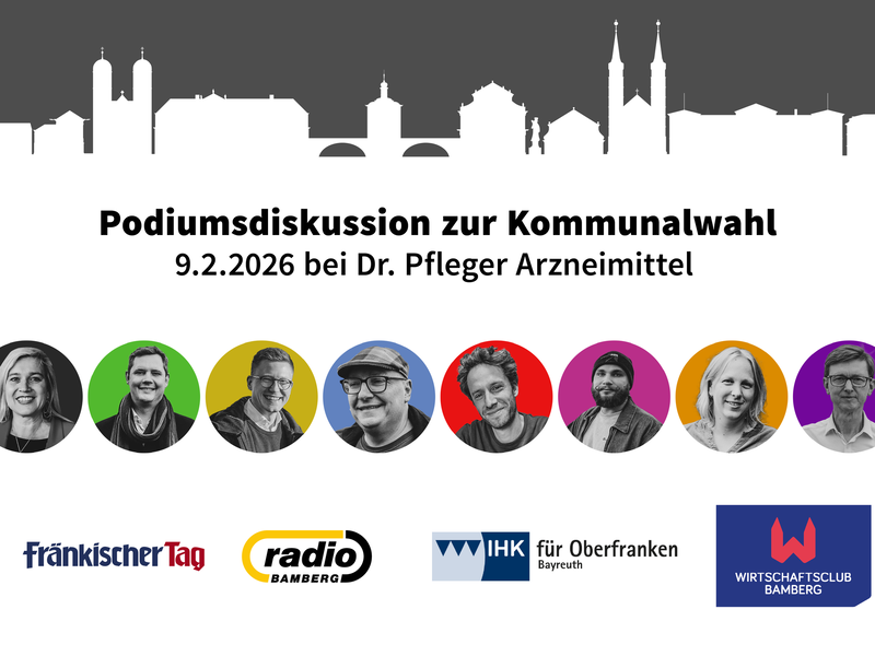 Der Fr&auml;nkische Tag, Radio Bamberg, IHK Oberfranken und der Wirtschaftsclub Bamberg laden zur Podiumsdiskussion mit den Bamberger Oberb&uuml;rgermeisterkandidaten ein.