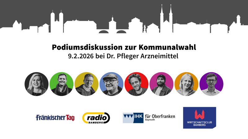 Der Fr&auml;nkische Tag, Radio Bamberg, IHK Oberfranken und der Wirtschaftsclub Bamberg laden zur Podiumsdiskussion mit den Bamberger Oberb&uuml;rgermeisterkandidaten ein.