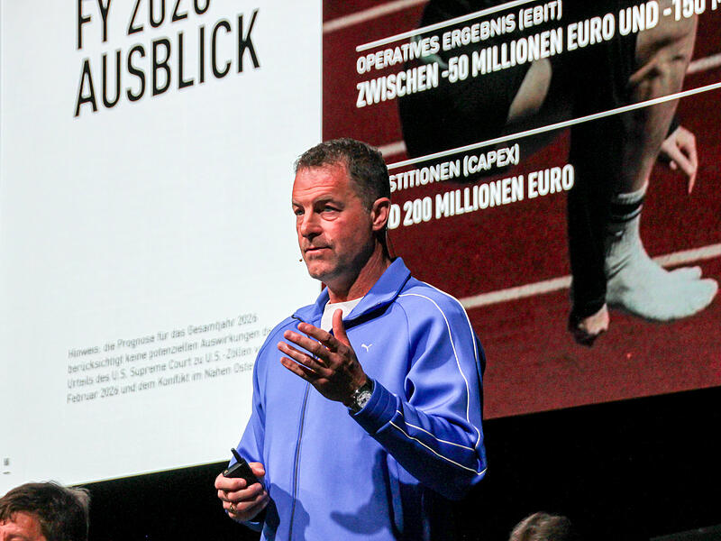 CEO Arthur Hoeld bei der Aktion&auml;rsversammlung von Puma am 19. Mai in Herzogenaurach.