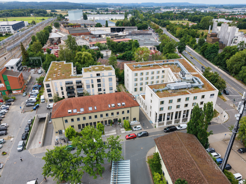 Auf dem früheren Post-Gelände am Bahnhof in Forchheim ist ein neues Quartier entstanden.Forchheim & Fränkische Schweiz Auf dem früheren Post-Gelände am Bahnhof in Forchheim ist ein neues Quartier entstanden.