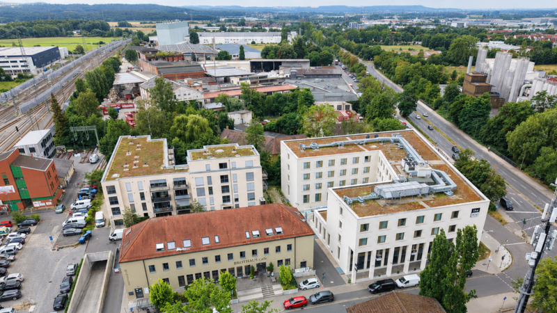 Auf dem früheren Post-Gelände am Bahnhof in Forchheim ist ein neues Quartier entstanden.Forchheim & Fränkische Schweiz Auf dem früheren Post-Gelände am Bahnhof in Forchheim ist ein neues Quartier entstanden.