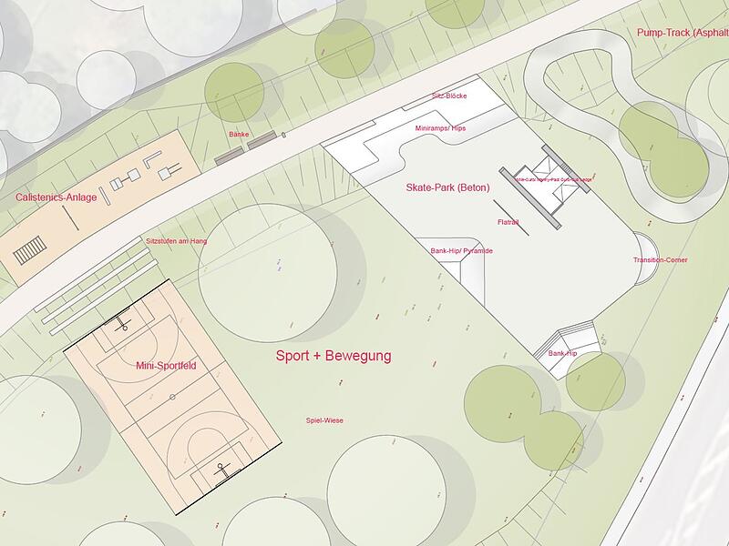 Skatepark, Pumptrack und Sportfelder Skatepark, Pumptrack und Sportfelder