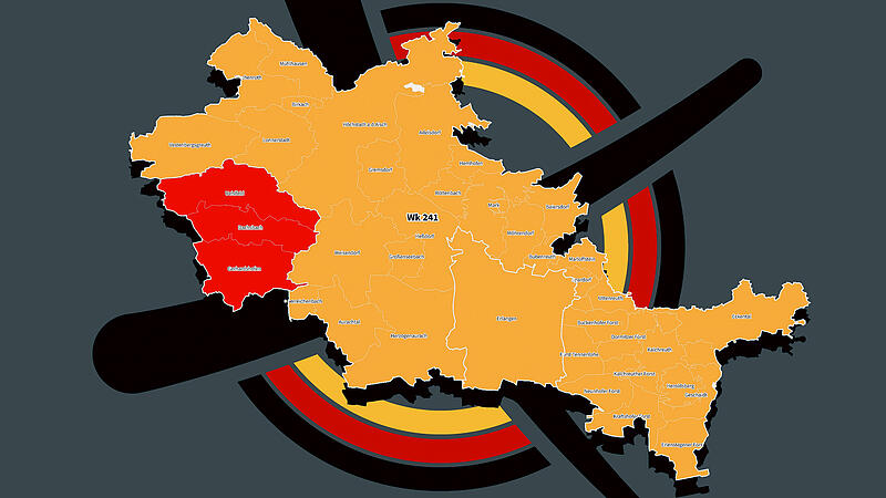Die drei Gemeinden Uehlfeld, Dachsbach und Gerhardshofen (rot markiert) gehören für Bundestagswahlen zum Wahlkreis Erlangen.