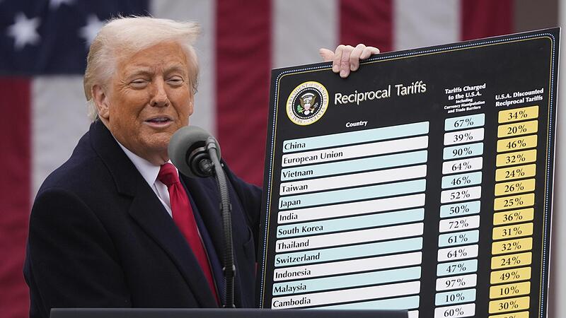 US-Präsident Donald Trump vergangene Woche während einer Veranstaltung zur Ankündigung neuer Zölle im Rosengarten des Weißen Hauses. US-Präsident Donald Trump vergangene Woche während einer Veranstaltung zur Ankündigung neuer Zölle im Rosengarten des Weißen Hauses.
