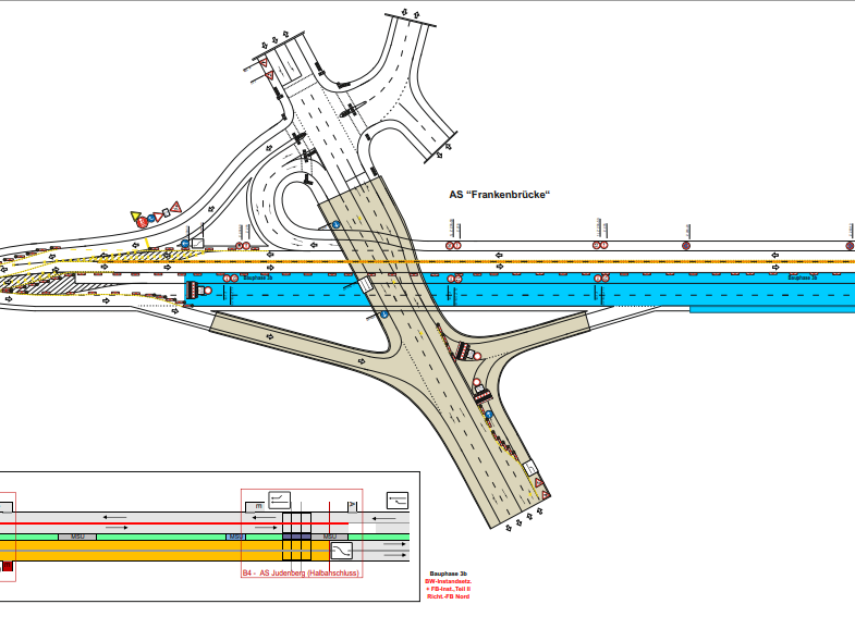 Brücken- und Fahrbahninstandsetzungsarbeiten an der Stadtautobahn in Coburg