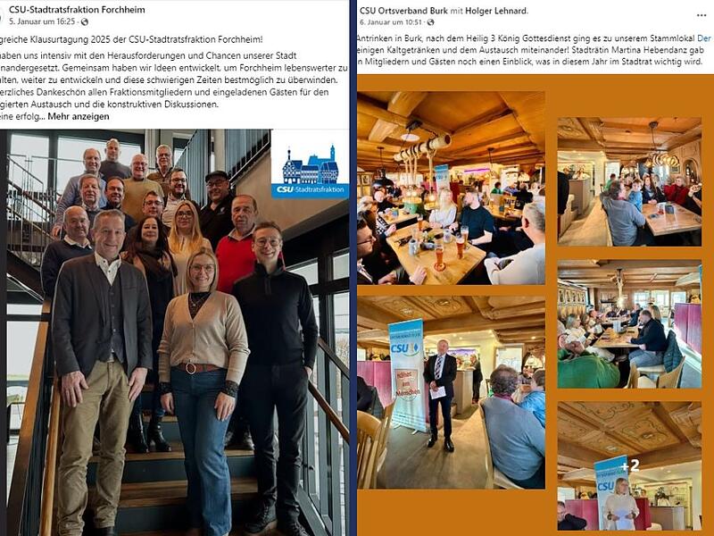 Sowohl auf den Facebookseiten der CSU-Stadtratsfraktion sowie des Burker CSU-Ortsverbands lassen sich Indizien finden.