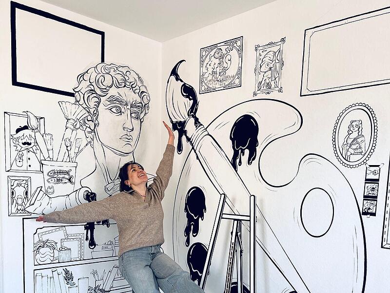 Nadine Smirnova in ihrem neuen zweiten Standort des Kunststudios am KolpingplatzJahrmarkt in Forchheim 3. März 2024