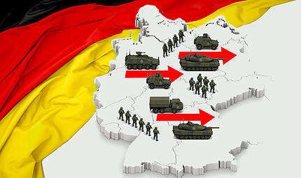 Der Operationsplan Deutschland soll sicherstellen, dass 800.000 alliierte Soldatinnen und Soldaten samt 400.000 Fahrzeugen quer durch die "Drehscheibe Deutschland" an die Front geschleust werden. Der Operationsplan Deutschland soll sicherstellen, dass 800.000 alliierte Soldatinnen und Soldaten samt 400.000 Fahrzeugen quer durch die "Drehscheibe Deutschland" an die Front geschleust werden.