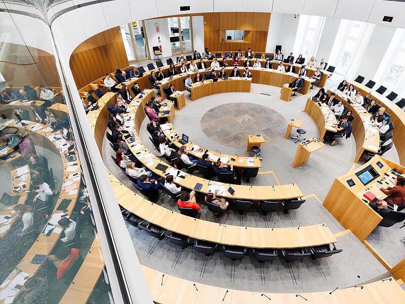 Blick in den rheinland-pfälzischen Landtag, in dem Jugendliche ein Planspiel durchführen.   Man sollte sie viel öfter machen lassen sagt unsere Autorin Lena Jakat.