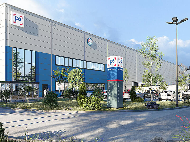 So soll das neue Logistikzentrum der Prodinger-Gruppe aussehen. Gemeinsam mit der P3 Logistic Parks GmbH, einem Entwickler von Logistikimmobilien, entsteht im Gewerbegebiet Bad Rodach in Richtung Elsa eine moderne Anlage mit rund 36.000 Quadratmeter Gesamtmietfl&auml;che.